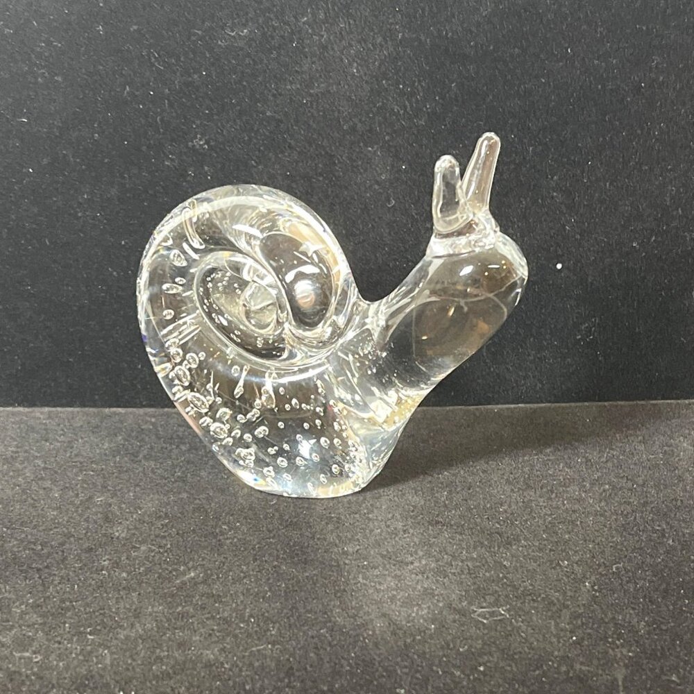 VTG Garden Snail Escargot Paperweight Handmade Clear Art Glass Décor figurine - Picture 9 of 9